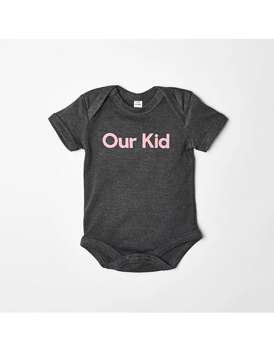 Our Kid Baby Vest, Charcoal & Pink