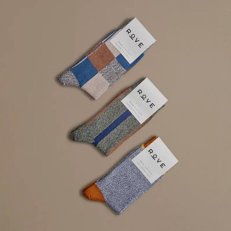 Organic Cotton Socks, Patchwork Blue