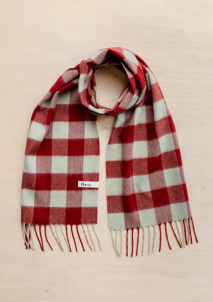 Lambswool Scarf, Red Gingham