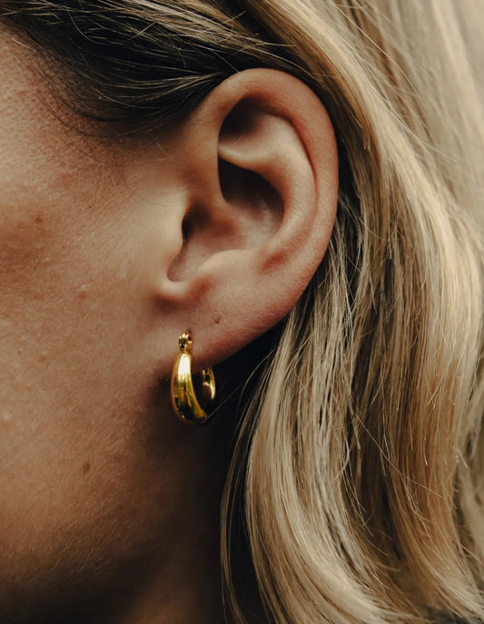 Gold Mini Crescent Hoop Earrings