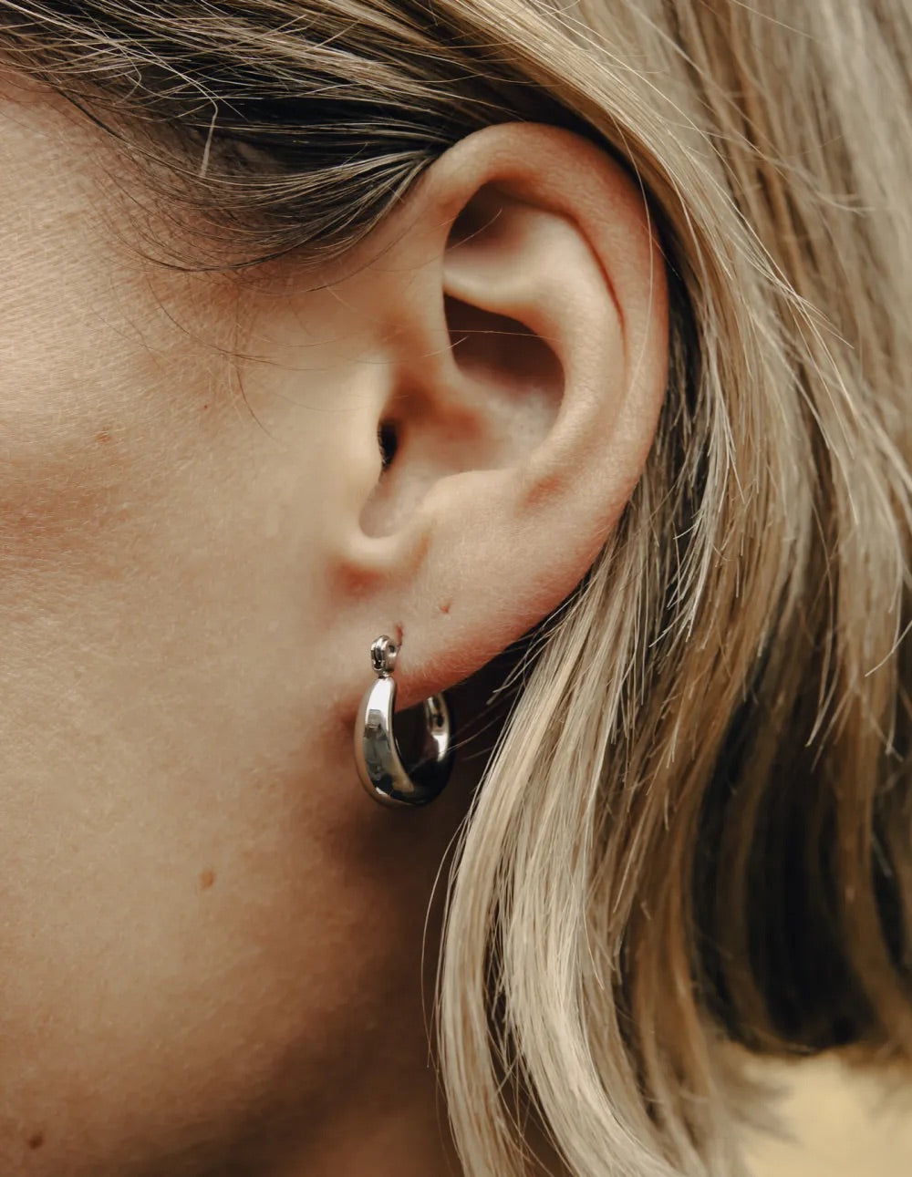 Silver Mini Crescent Hoop Earrings