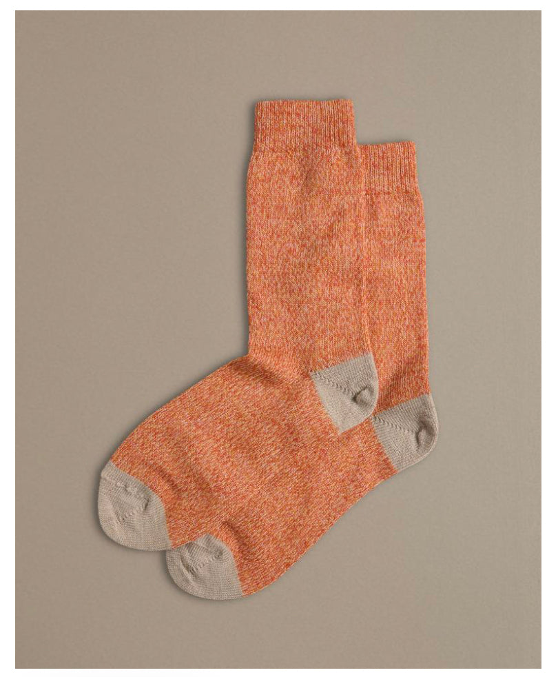 Fine Merino Wool Sock, Tangerine, 4-7