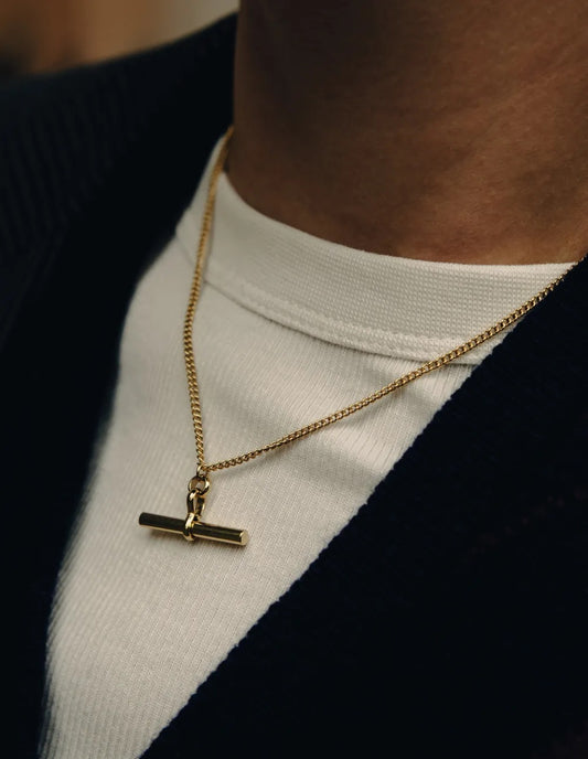 Gold T-Bar Chain Necklace