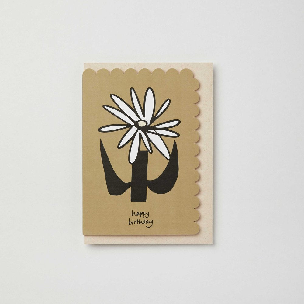 Happy Birthday Abstract Brown Dahlia Card