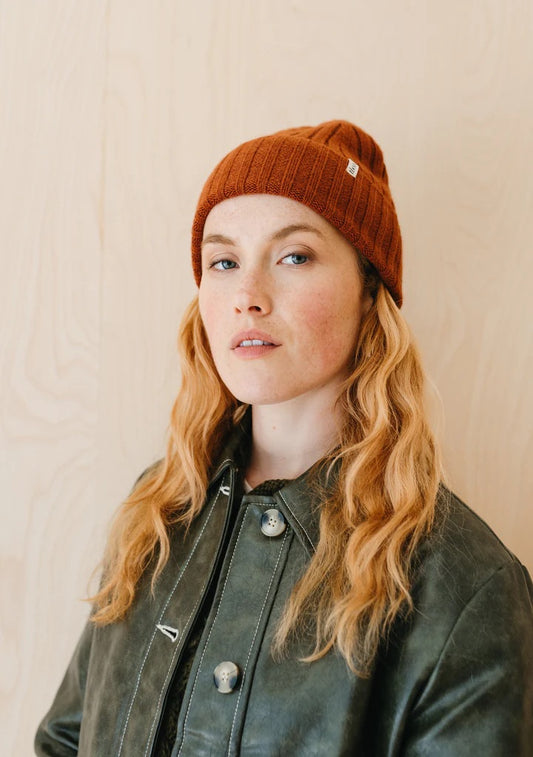 Cashmere & Merino Beanie, Rust