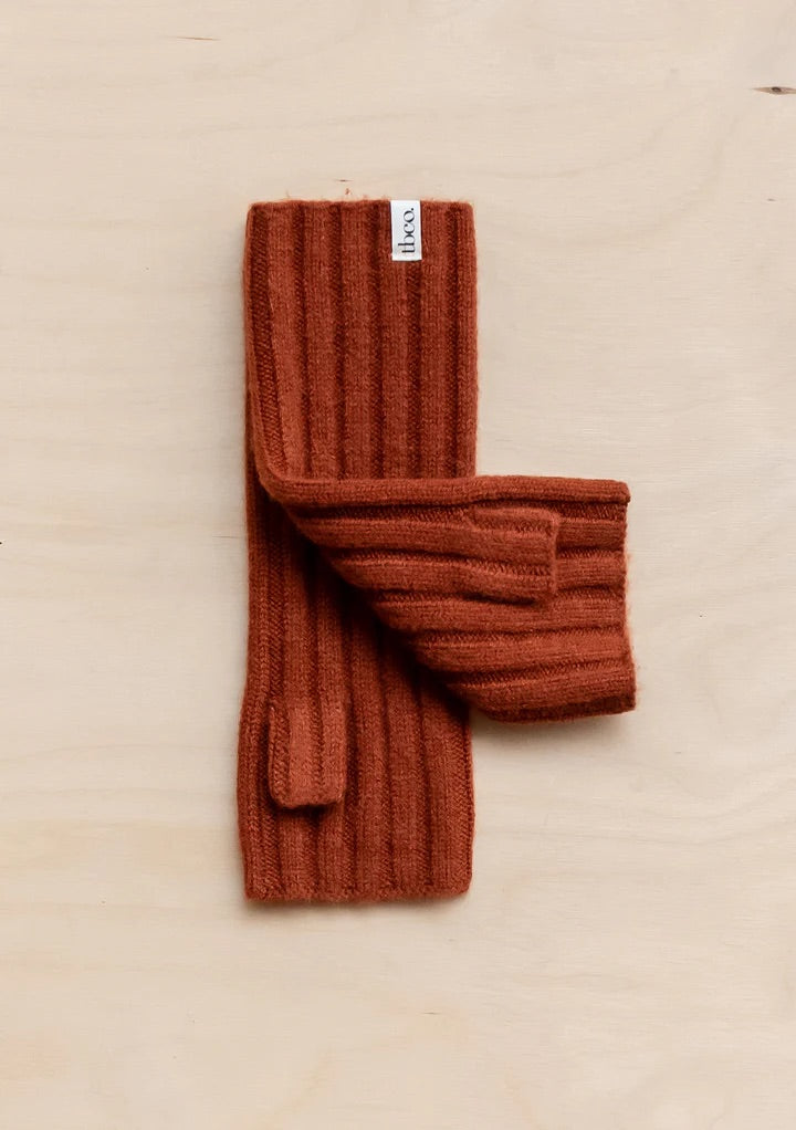 Cashmere & Merino Wrist Warmers, Rust