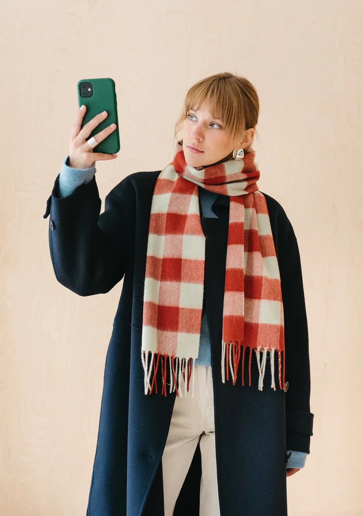 Lambswool Scarf, Red Gingham